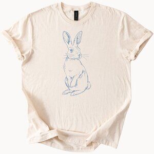 Rabbit Shirt Unisex Graphic Tee Cute Hare Design Boho Cotton Shirt